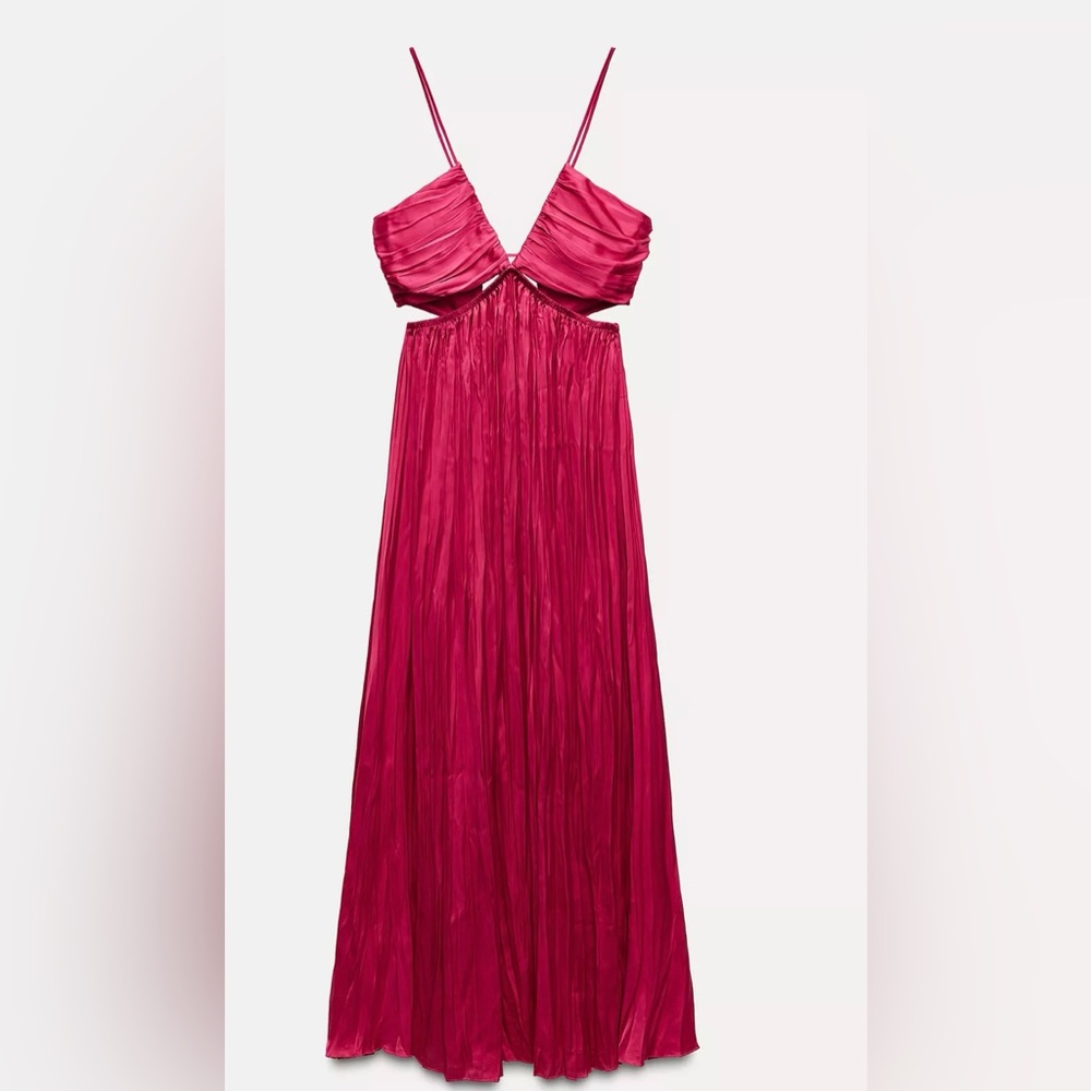 Zara Pink Pleated Maxi Gown for Weddings
